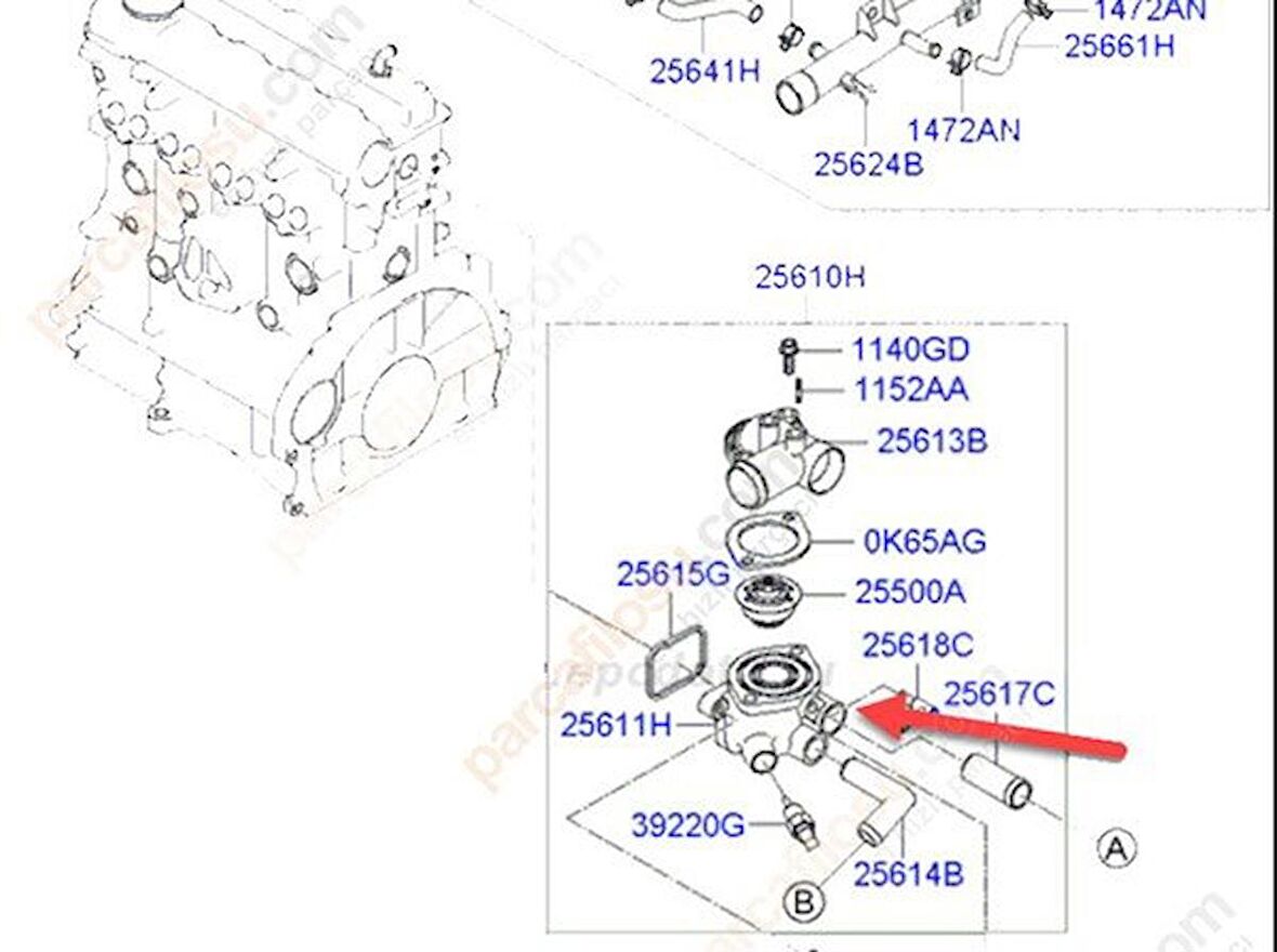 Hyundai Accent Termostat Alt Gövde [Orjinal] (256112A100)